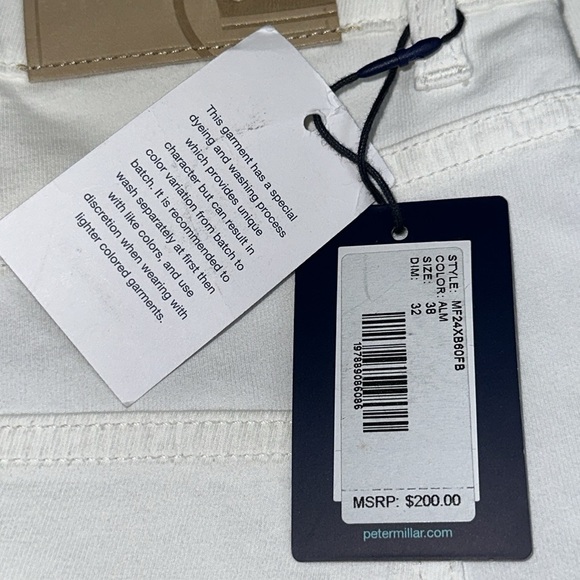 Peter Millar Crown Wayfare Men’s Size 38x32 Five Pocket Pants White $200 NWT - Picture 11 of 11